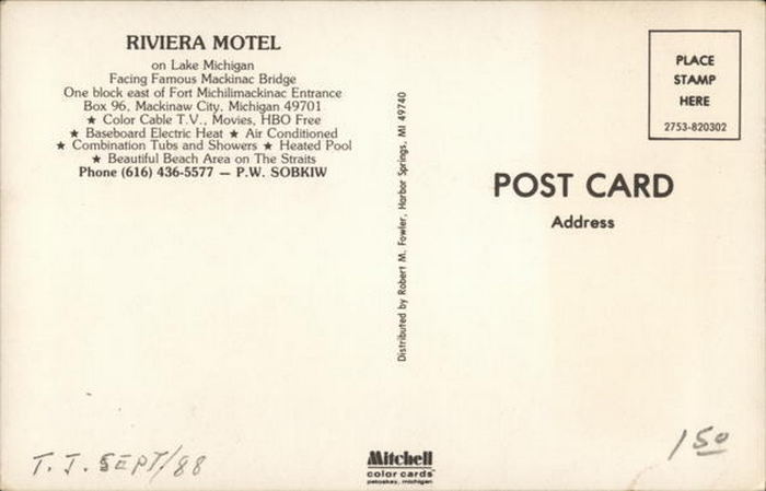 Riviera Motel - Vintage Postcard